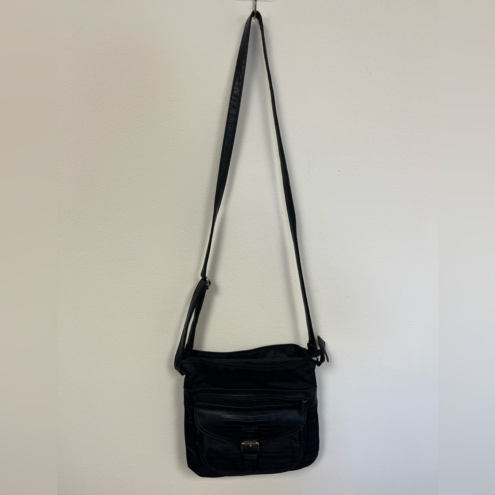 Multisac Black & Blue Nylon/Canvas Women's Crossbody Bag Streetwear Minimalist - Picture 8 of 14